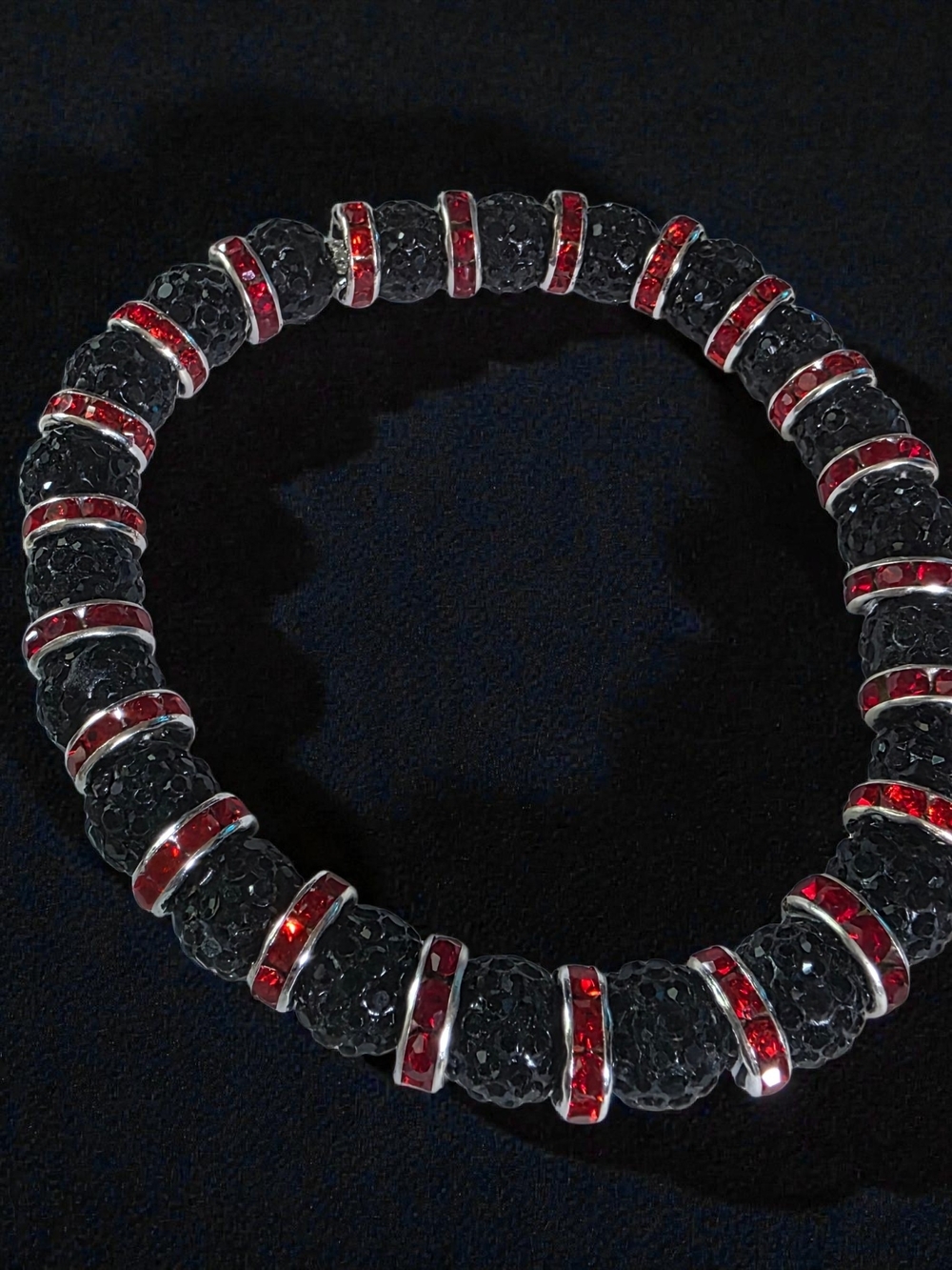 Gothic Black & Red Crystal Sparkle Stack Bracelet